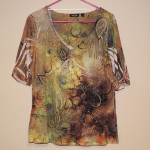 APT. 9 ⋆ Funky Patterned Top w. Gem Detailing ⋆ XL